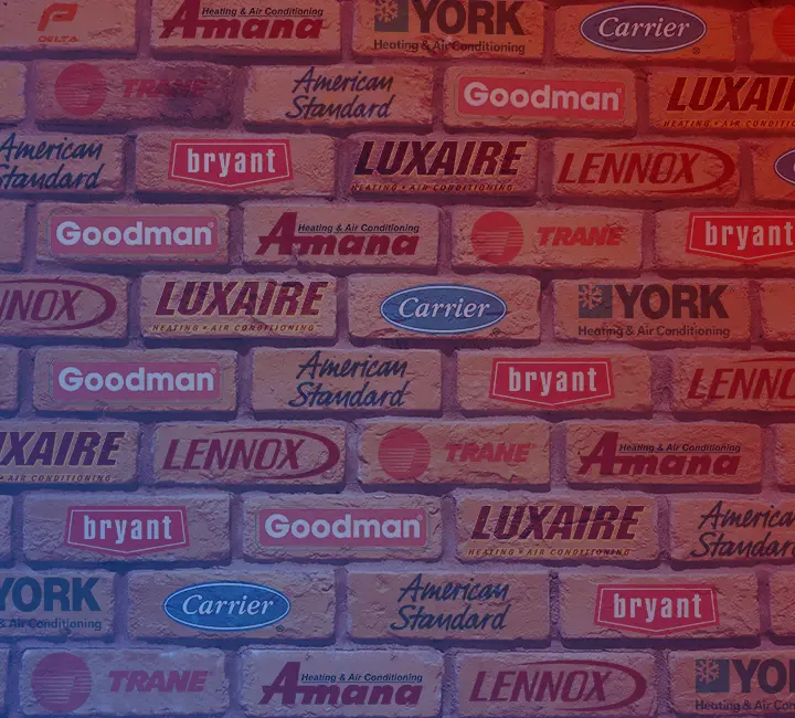 collection of furnace company brands on brickwall by delta p buffalo ny