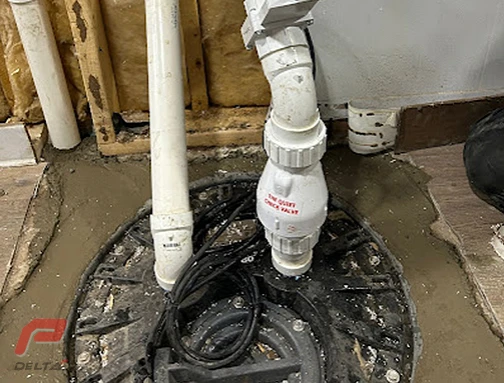 sump pump in a crawlspace inside a house in ny on sump pump repair landing page delta-p